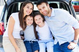 Family in Car rental at Faro Airport