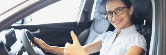 woman driving a car rental in the UK