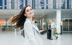 A tourist renting a car at Stansted Airport